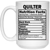 Funny Quilter Mug Quilter Nutrition Facts Coffee Cup 15oz White 21504