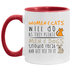 Funny Cat Mug Women Cats Will Do As They Please White 11oz Accent Coffee Mugs AM11OZ