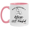 ODTGifts U.S. Marshal Mug Never Underestimate A Woman Who Is Also A U.S. Marshal Coffee Cup Two Tone Pink 11oz AM11OZ