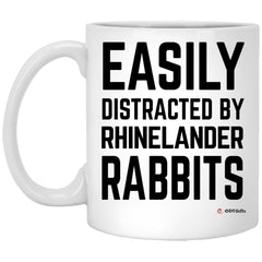 ODDITEES Funny Rabbit Mug Easily Distracted By Rhinelander Rabbits Coffee Cup 11oz White XP8434