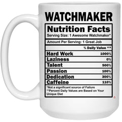 Funny Watchmaker Mug Watchmaker Nutrition Facts Coffee Cup 15oz White 21504