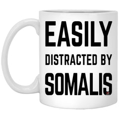 Funny Cat Mug Easily Distracted By Somalis Coffee Cup 11oz White XP8434