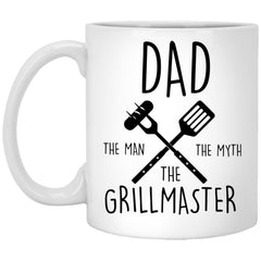 Funny Grilling Mug for Father Dad The Man The Myth The Grill Master Coffee Cup 11oz White XP8434