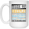 ODDITEES Conspiracy Theory Mug Wake Up Sheeple Inside Job Illuminati Coffee Cup 15oz White  21504
