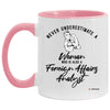 ODTGifts Foreign Affairs Analyst Mug Never Underestimate A Woman Who Is Also A Foreign Affairs Analyst Coffee Cup Two Tone Pink 11oz AM11OZ