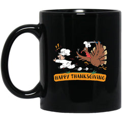 ODDITEES Happy Thanksgiving Mug Angry Turkey 11oz Black Coffee Mug BM11OZ