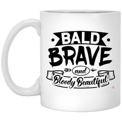 Chemo Support Mug Bald Brave And Bloody Beautiful Coffee Cup 11oz White XP8434