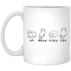 Cute Cat Mug for Cat Lovers Un Deux Trois Cat Coffee Cup 11oz White XP8434