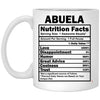 Funny Abuela Mug Abuela Nutrition Facts Coffee Cup 11oz White XP8434