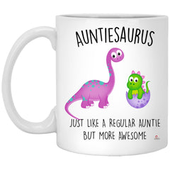 Funny Aunt Mug Auntiesaurus Like Regular Aunt But More Awesome Coffee Cup 11oz White XP8434