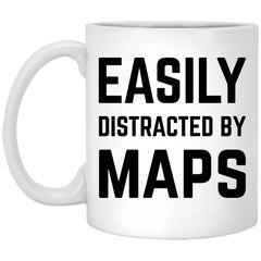 Funny Cartographer Cartophile Mug Easily Distracted By Maps Coffee Cup 11oz White XP8434