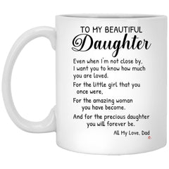 ODDITEES Sentimental Daughter Mug From Dad To My Beautiful Daughter 11oz White XP8434
