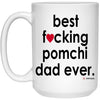 ODDITEES Funny Pomchi Mug B3st F-cking Pomchi Dad Ever Coffee Cup 15oz White 21504