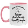 Social Security Disability Lawyer Mug Never Underestimate A Woman Who Is Also A Social Security Disability Lawyer Coffee Cup Two Tone Pink 11oz AM11OZ
