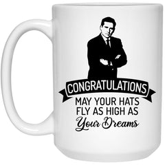 ODDITEES Funny Graduation Mug Congratulations May Your Hats Fly As High As Your Dreams Coffee Cup 15oz White