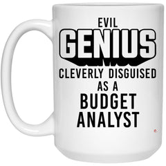 ODTGIFTS Funny Budget Analyst Mug Evil Genius Cleverly Disguised As A Budget Analyst Coffee Cup 15oz White 21504
