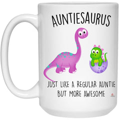 Funny Aunt Mug Auntiesaurus Like Regular Aunt But More Awesome Coffee Cup 15oz White 21504