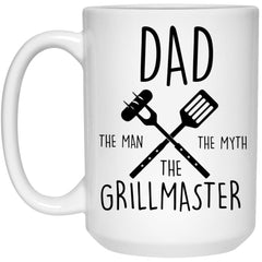 Funny Grilling Mug for Father Dad The Man The Myth The Grill Master Coffee Cup 15oz White 21504