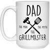 Funny Grilling Mug for Father Dad The Man The Myth The Grill Master Coffee Cup 15oz White 21504