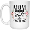 Funny Mother Mug Mom You Were So Right About A Lot Of Shit Coffee Cup 15oz White 21504