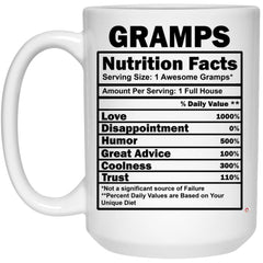 Funny Gramps Mug Gramps Nutrition Facts Coffee Cup 15oz White 21504