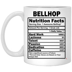 Funny Bellhop Mug Bellhop Nutrition Facts Coffee Cup 11oz White XP8434