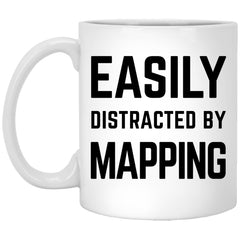 Funny Cartography Cartographer Mug Easily Distracted By Mapping Coffee Cup 11oz White XP8434