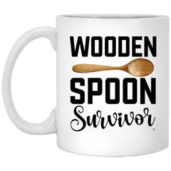 Funny Wooden Spoon Survivor Mug Coffee Cup White XP8434