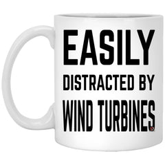 Funny Wind Turbine Mug Easily Distracted By Wind Turbines Coffee Cup 11oz White XP8434