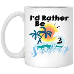 ODDITEES Surfing Mug I'd Rather Be Surfing Coffee Cup 11oz White XP8434