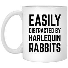 Funny Rabbit Mug Easily Distracted By Harlequin Rabbits Coffee Cup 11oz White XP8434