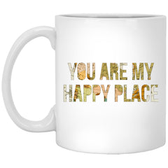 Cute Mug for Husband Wife Girlfriend Boyfriend You Are My Happy Place Coffee Cup 11oz White XP8434