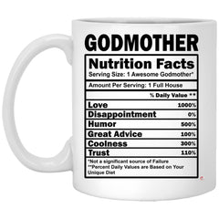 Funny Godmother Mug Godmother Nutrition Facts Coffee Cup 11oz White XP8434