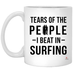 ODDITEES Funny Sports Surfer Mug Tears Of The People I Beat In Surfing Coffee Cup 11oz White XP8434