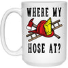 ODDITEES Funny Firefighter Mug Where My Hose At Coffee Cup 15oz White  21504