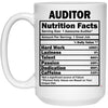 Funny Auditor Mug Auditor Nutrition Facts Coffee Cup 15oz White 21504