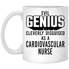 Funny Cardiovascular Nurse Mug Evil Genius Cleverly Disguised As A Cardiovascular Nurse Coffee Cup 11oz White XP8434