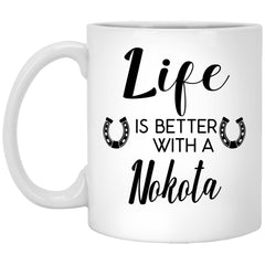 ODDITEES Funny Nokota Horse Mug Life Is Better With A Nokota Coffee Cup 11oz White XP8434