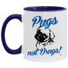 Funny Pug Mug Pugs Not Drugs Coffee Cup Two Tone 11oz AM11OZ