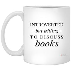 ODDITEES Funny Bibliophile Mug Introverted But Willing To Discuss Books Coffee Cup 11oz White XP8434