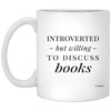 ODDITEES Funny Bibliophile Mug Introverted But Willing To Discuss Books Coffee Cup 11oz White XP8434