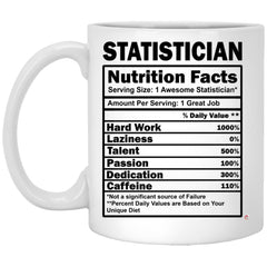 Funny Statistician Mug Statistician Nutrition Facts Coffee Cup 11oz White XP8434