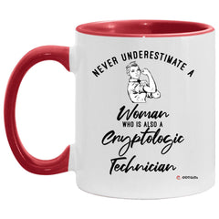 ODTGifts Cryptologic Technician Mug Never Underestimate A Woman Who Is Also A Cryptologic Tech Coffee Cup Two Tone Pink 11oz AM11OZ