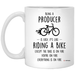 ODDITEES Funny Being A Producer Is Easy It's Like Riding A Bike Except Coffee Cup 11oz White XP8434