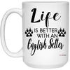 ODDITEES Funny English Setter Dog Mug Life Is Better With An English Setter Coffee Cup 15oz White