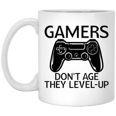 ODDITEES Funny Gaming Birthday Mug Gamers Dont Age They Level Up Coffee Cup 11oz White XP8434