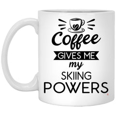 Funny Skiier Mug Coffee Gives Me My Skiing Powers Coffee Cup 11oz White XP8434