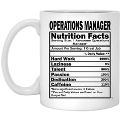 Funny Operations Manager Mug Operations Manager Nutrition Facts Coffee Cup 11oz White XP8434