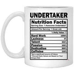 ODDITEES Funny Undertaker Mug Undertaker Nutrition Facts Coffee Cup 11oz White XP8434