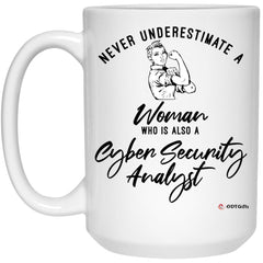 ODTGIFTS Cyber Security Analyst Mug Never Underestimate A Woman Who Is Also A Cyber Security Analyst Coffee Cup 15oz White 21504